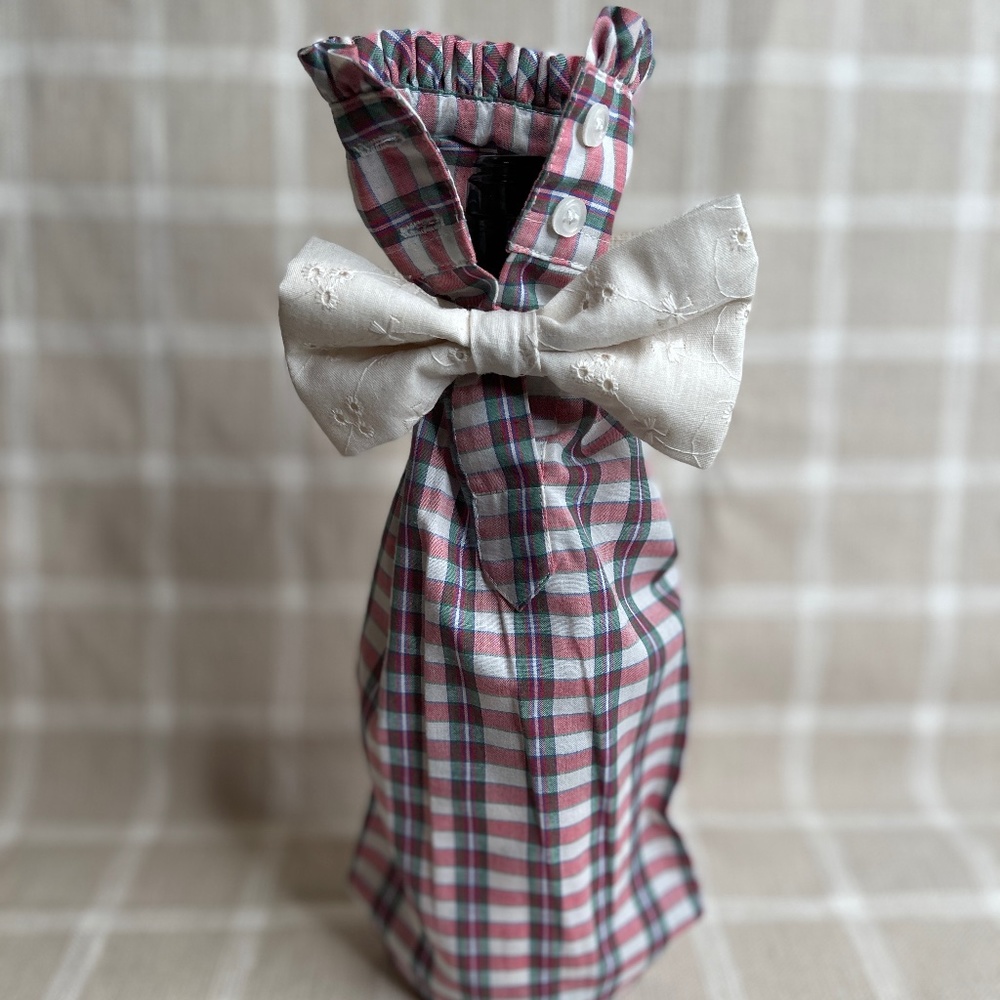 Handcrafted Wine or Liquor Bottle Gift Bag Made From Shirt and Tie